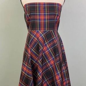 J Crew - Tartan Strapless Taffeta Silk Dress